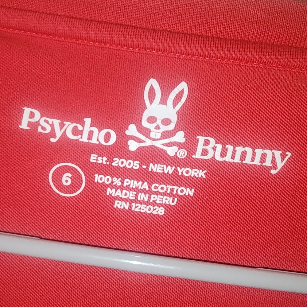 Psycho Bunny Red Skull Bunny Graphic Long Sleeve Tee Men’s L (Size 6) Pima Cotto - Picture 2 of 4